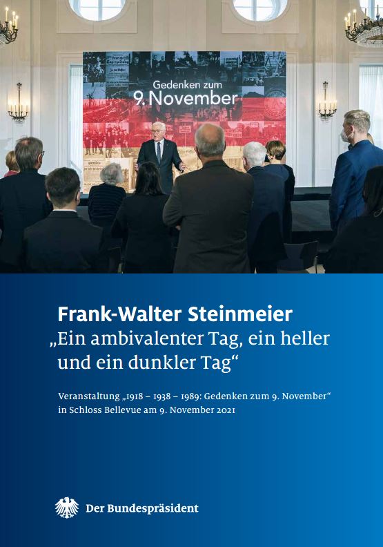 Bundespräsident Frank-Walter Steinmeier: "Ein ambivalenter Tag, ein heller und ein dunkler Tag" (Abb. Titel)